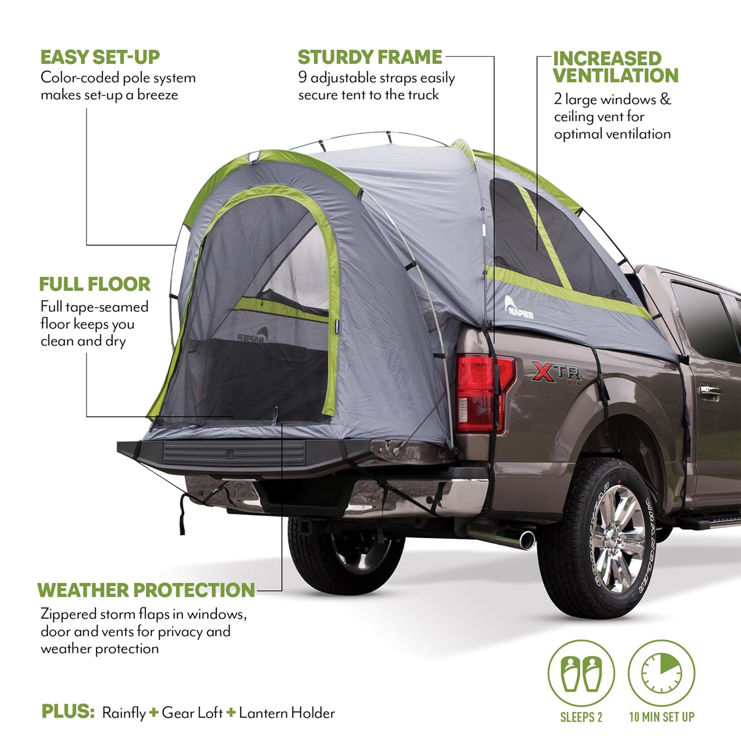 Napier Backroadz Truck Bed Tent – Waterproof, Durable 2-Person Camping Tent - Image 2