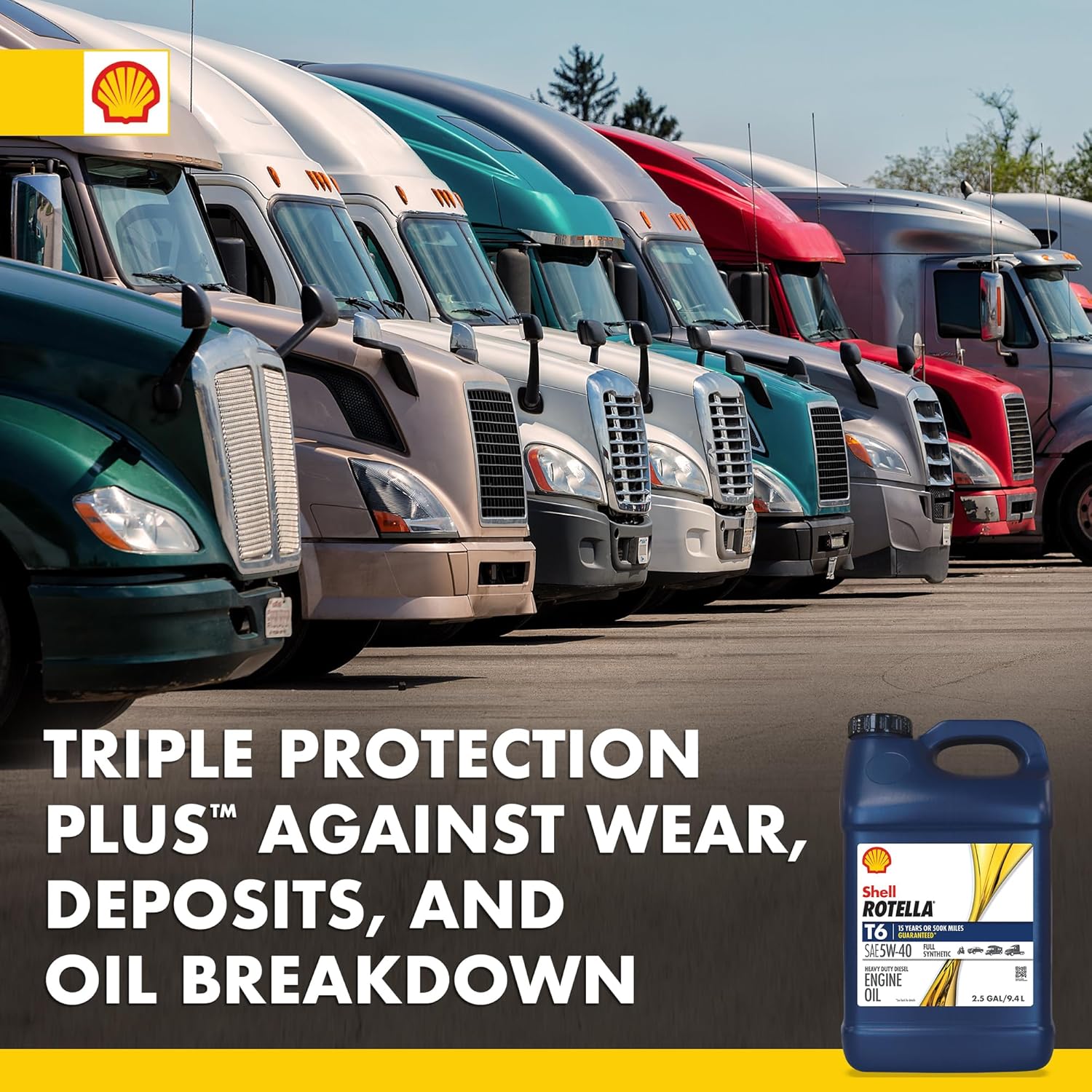 Shell Rotella T6 Full Synthetic 5W-40 Diesel Engine Oil - 2.5 Gallon, Premium Performance - Image 2