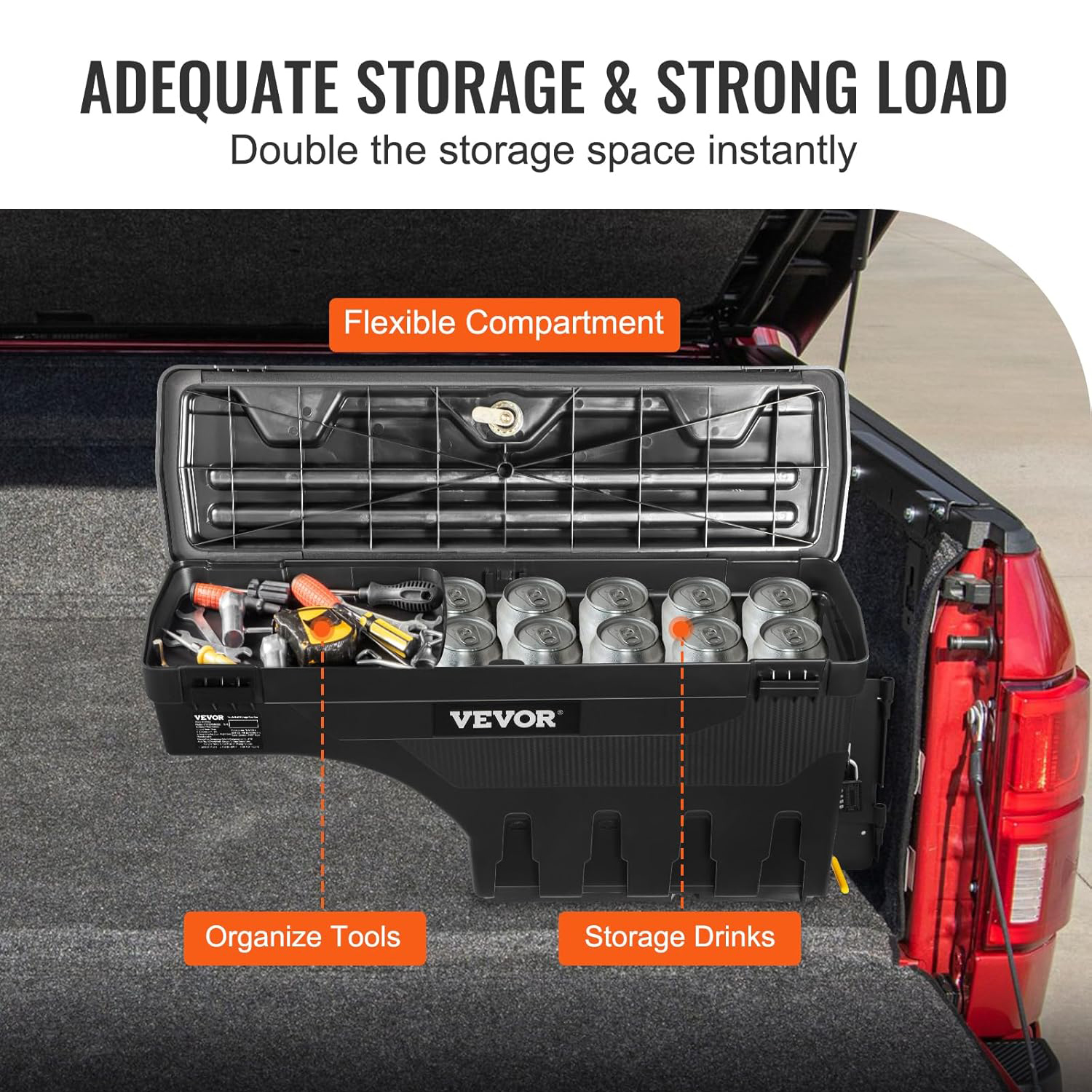 VEVOR Truck Bed Storage Box, Lockable & Waterproof, 6.6 Gal Tool Box for Ford F-150 - Image 2