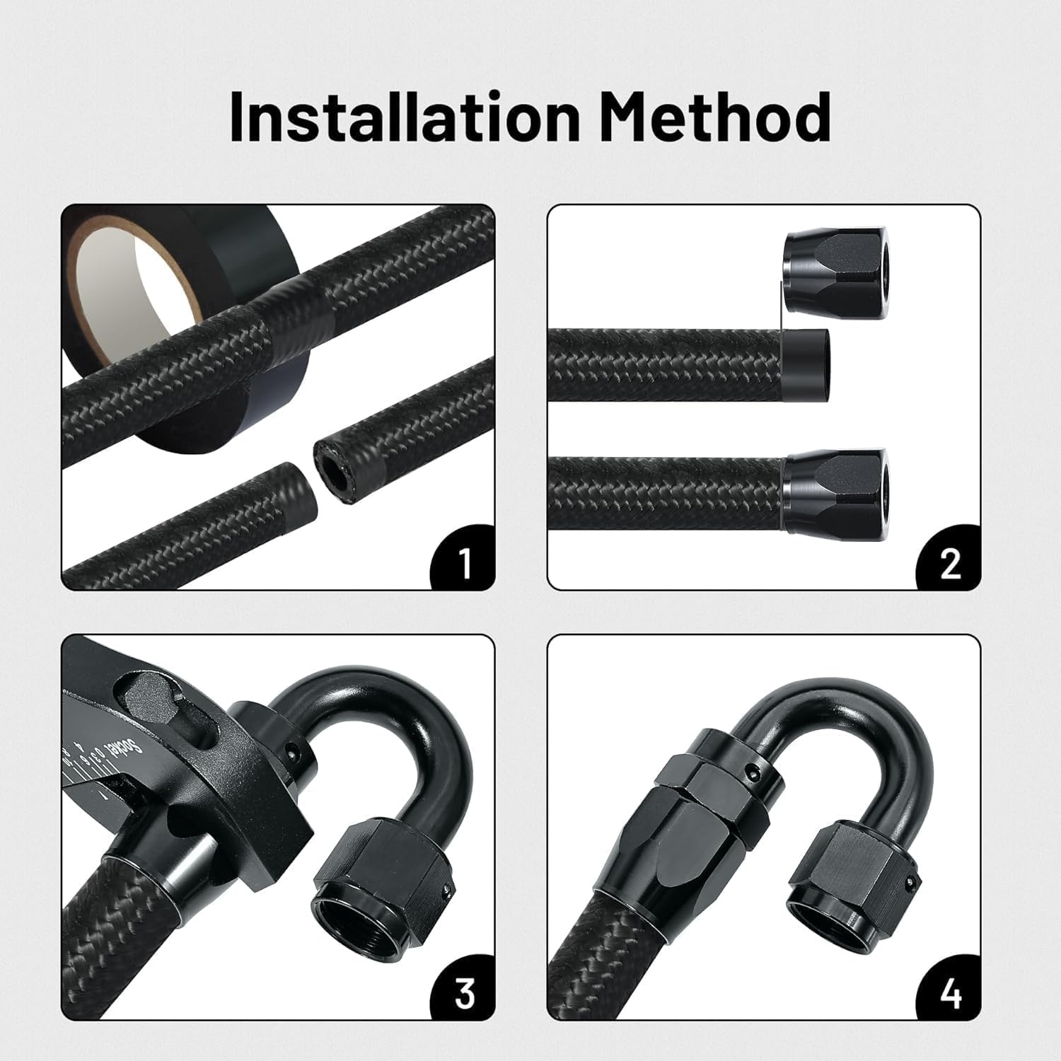 EVIL ENERGY 6AN Nylon Braided Fuel Line Kit, 20FT CPE Black Hose Fittings - Image 2