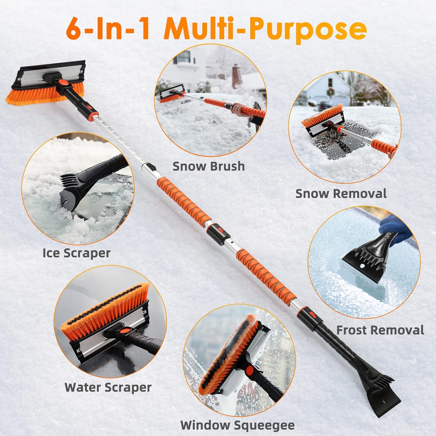 AstroAI 62.4" 3-in-1 Ice Scraper & Snow Brush – Extendable, Sturdy & Adjustable - Image 3