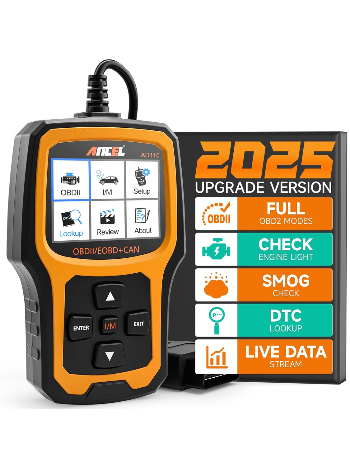 ANCEL AD410 OBD2 Scanner for Check Engine Light, Automotive Diagnostic Tool for All Cars 1996+