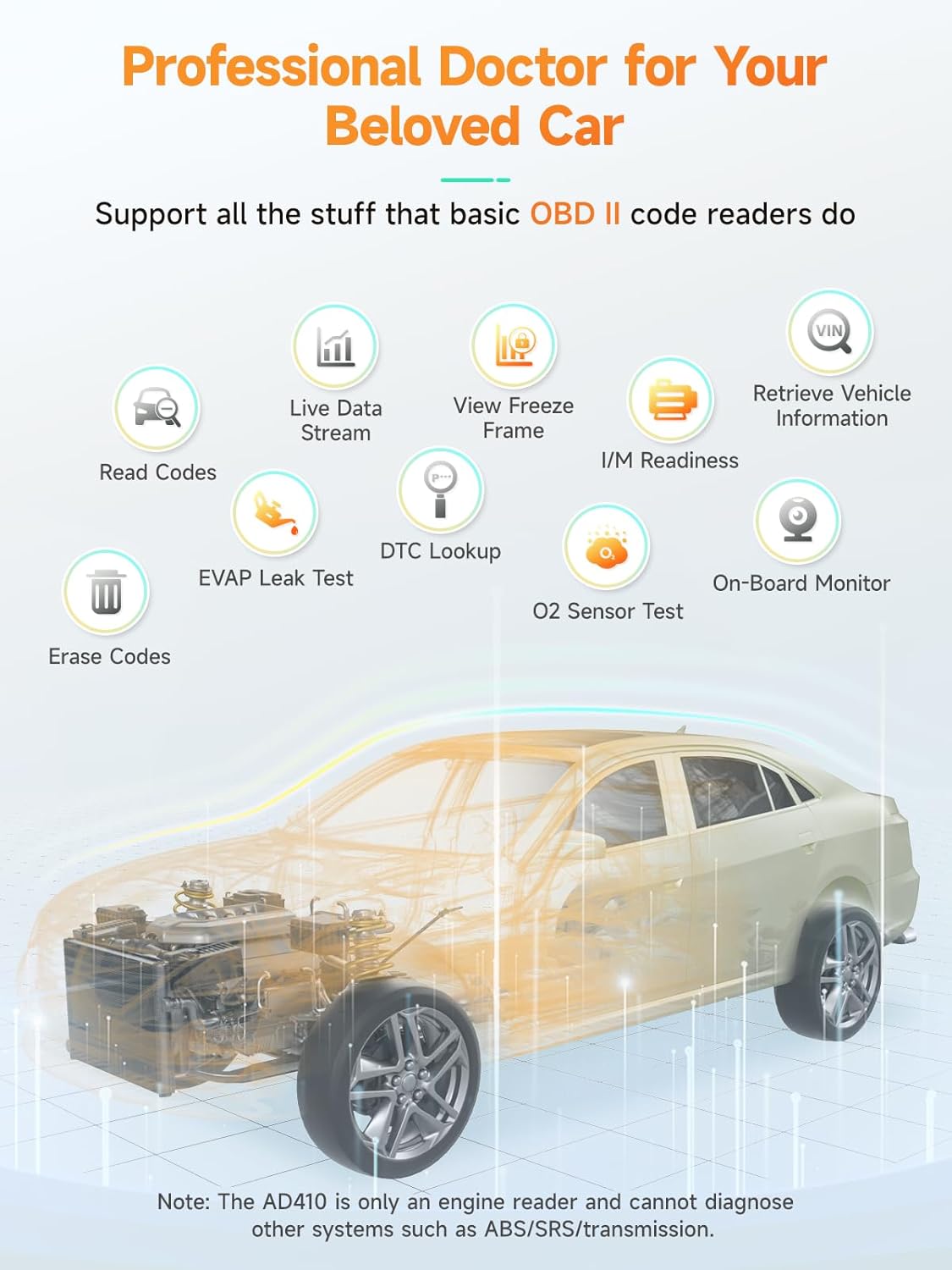 ANCEL AD410 OBD2 Scanner for Check Engine Light, Automotive Diagnostic Tool for All Cars 1996+ - Image 6