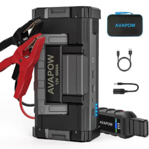Powerful AVAPOW 6000A Car Battery Jump Starter - 12V with USB & LED Light