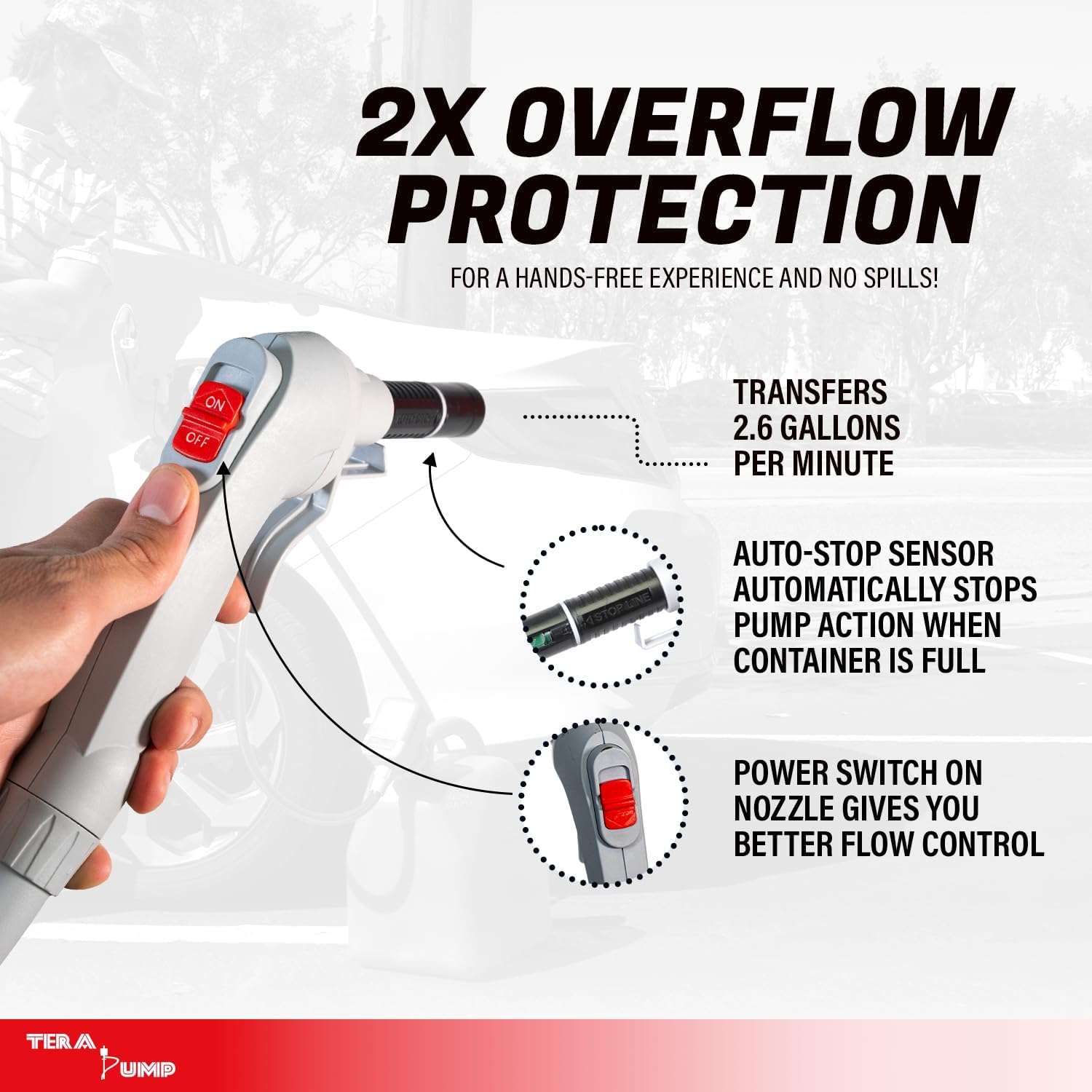 Tera Pump TRFA03 Battery-Powered Fuel Transfer Pump – 2.6 GPM, No-Spill Sensor - Image 2