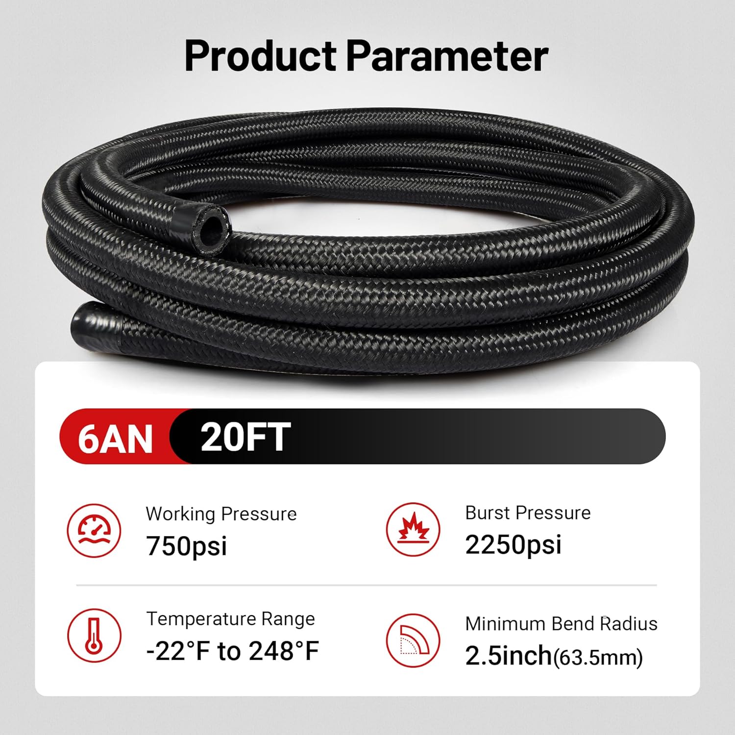 EVIL ENERGY 6AN Nylon Braided Fuel Line Kit, 20FT CPE Black Hose Fittings - Image 4