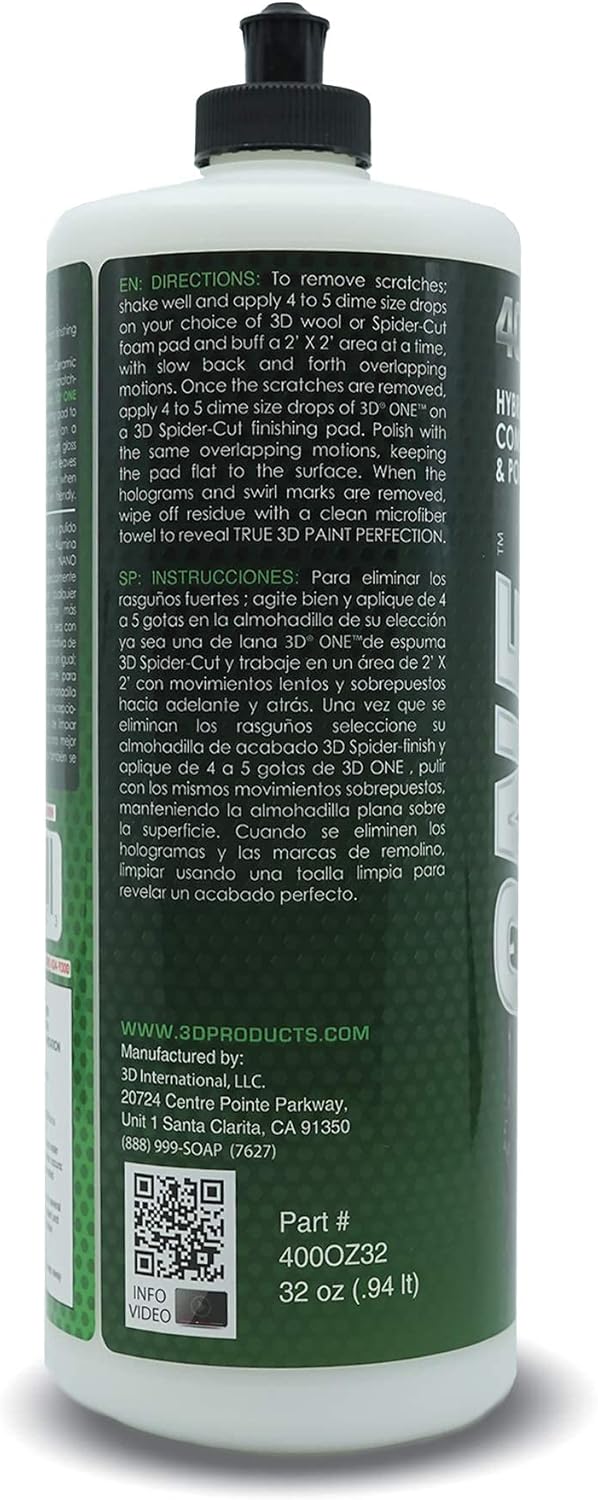 3D One Scratch & Swirl Remover – Rubbing & Polishing Compound (32oz) - Image 4