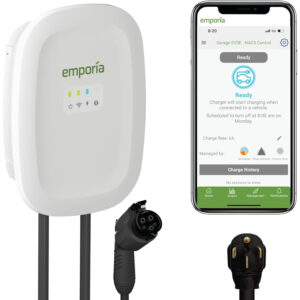 Emporia 48A Level 2 EV Charger – 11.5kW, Smart WiFi, UL Listed, 24ft Cable