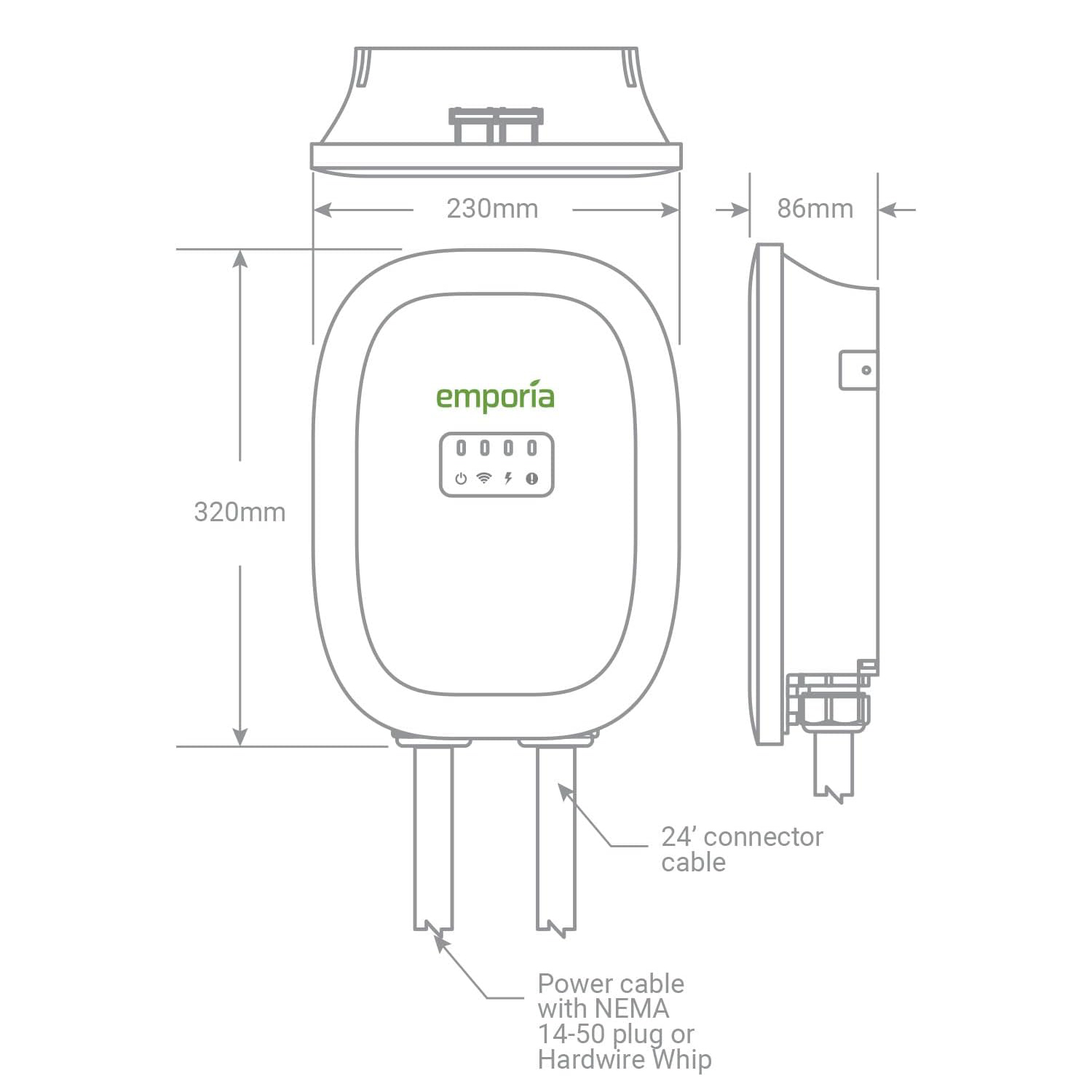 Emporia 48A Level 2 EV Charger – 11.5kW, Smart WiFi, UL Listed, 24ft Cable - Image 3