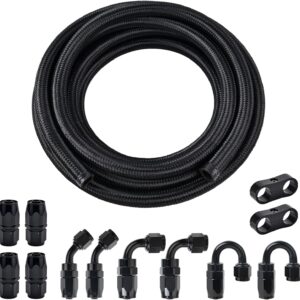 EVIL ENERGY 6AN Nylon Braided Fuel Line Kit, 20FT CPE Black Hose Fittings