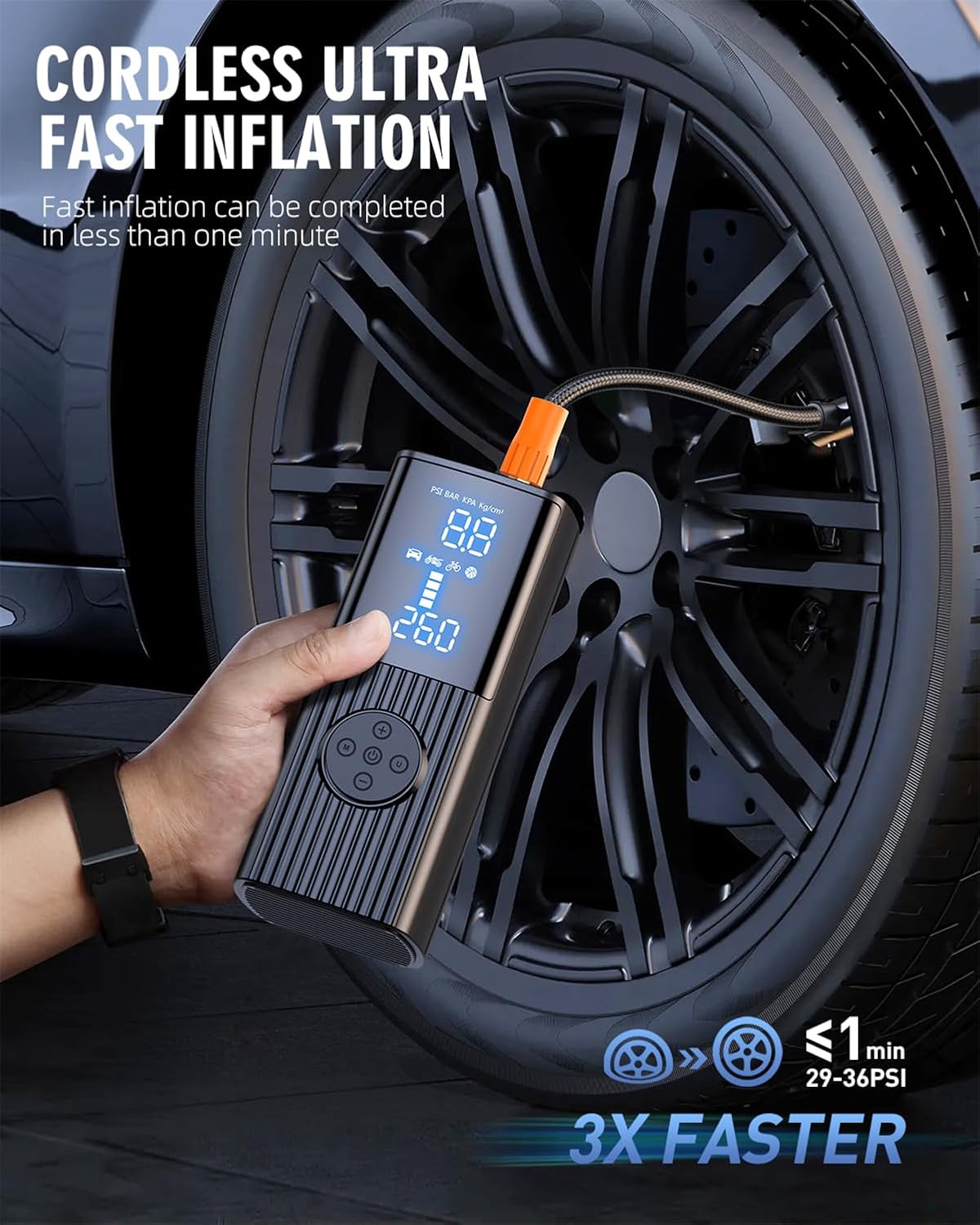 Ultra-Fast 180PSI Tire Inflator – 20000mAh Air Pump with LCD & 3X Speed - Image 5