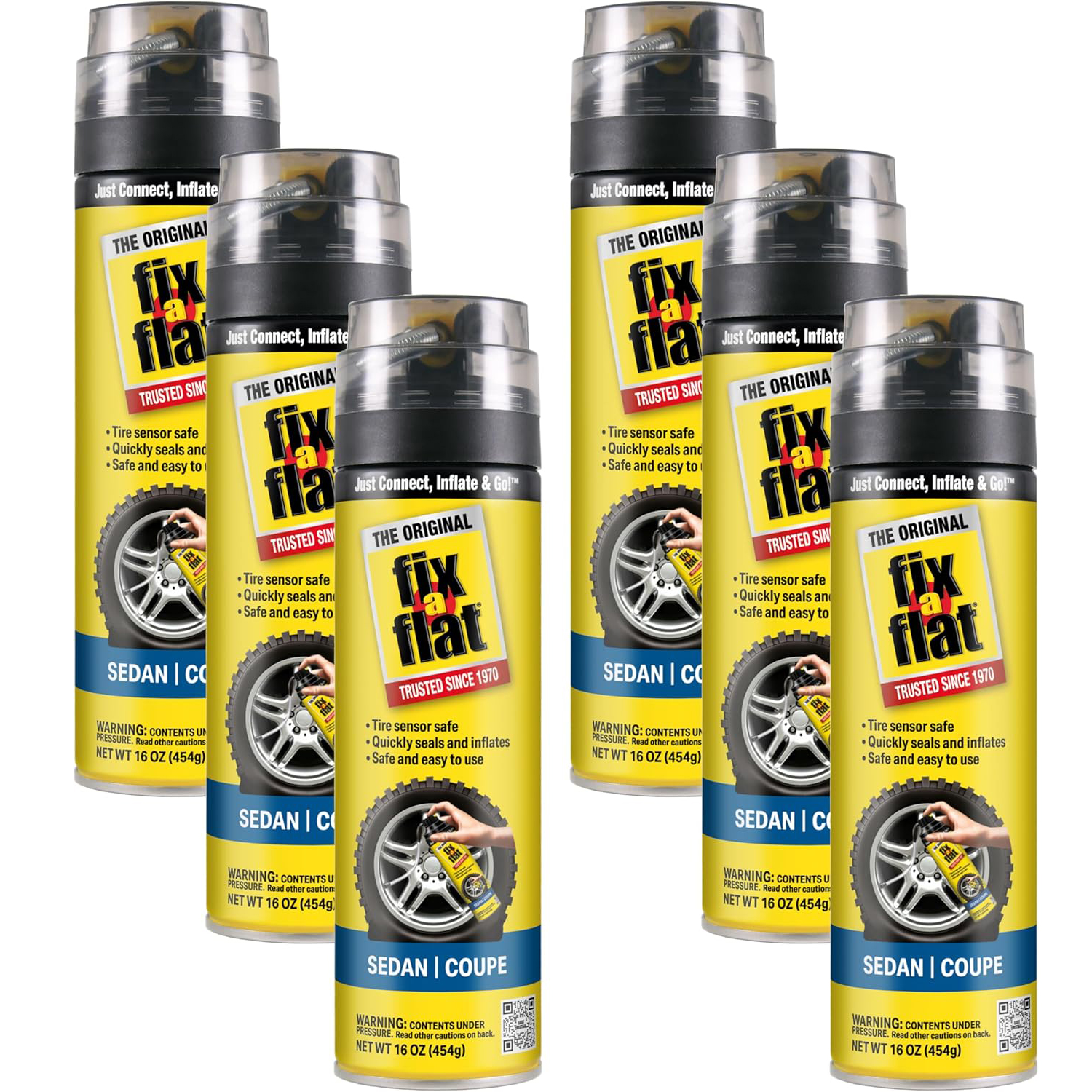 Fix-A-Flat S60420-6PK Emergency Tire Repair & Inflator, Eco-Friendly, Universal Fit, 16 oz (Pack of 6)
