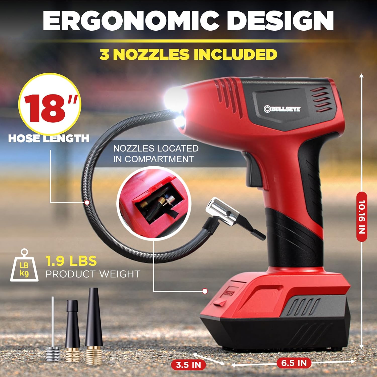 BULLSEYE PRO Portable Tire Inflator, 150 PSI, Auto Shut-Off, USB Rechargeable - Image 5