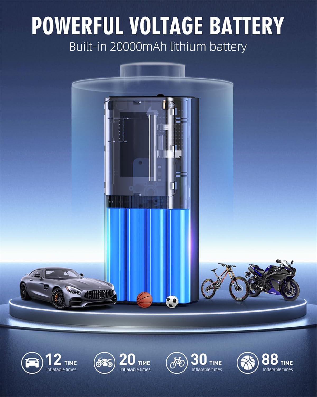 Ultra-Fast 180PSI Tire Inflator – 20000mAh Air Pump with LCD & 3X Speed - Image 7