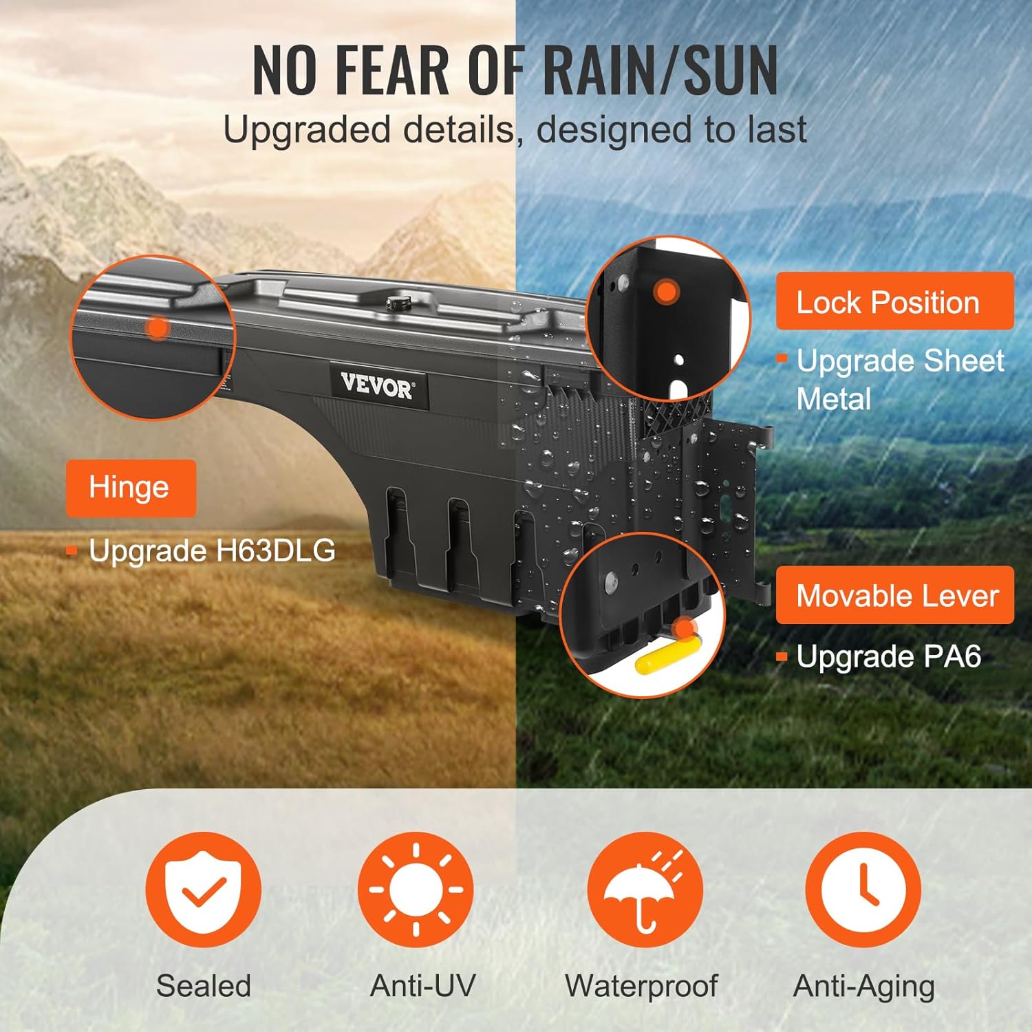 VEVOR Truck Bed Storage Box, Lockable & Waterproof, 6.6 Gal Tool Box for Ford F-150 - Image 6