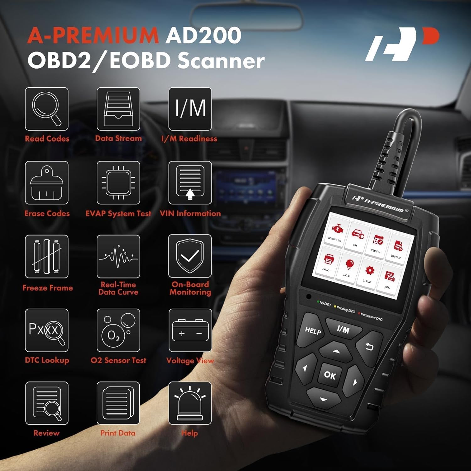 A-Premium AD200 OBD2 Scanner – Pro Car Diagnostic & Code Reader - Image 7