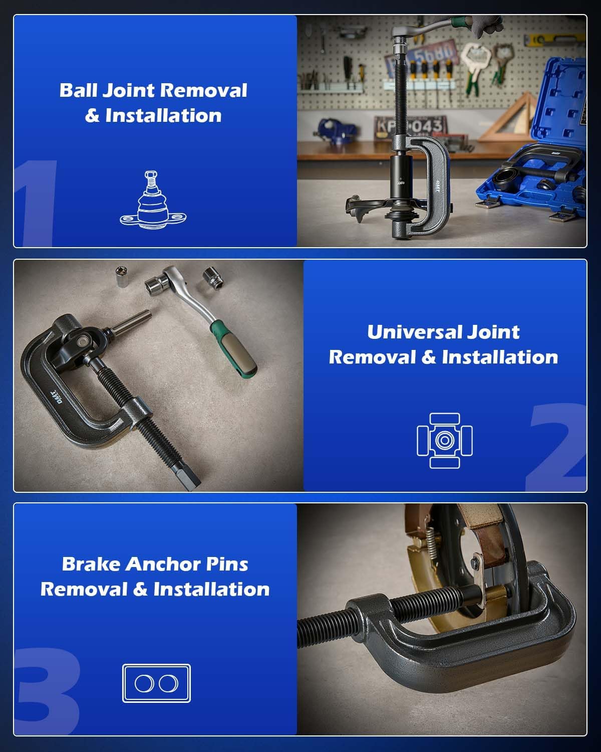 Orion Motor Tech Heavy Duty Ball Joint & U Joint Tool Kit for 2WD/4WD Trucks - Image 6