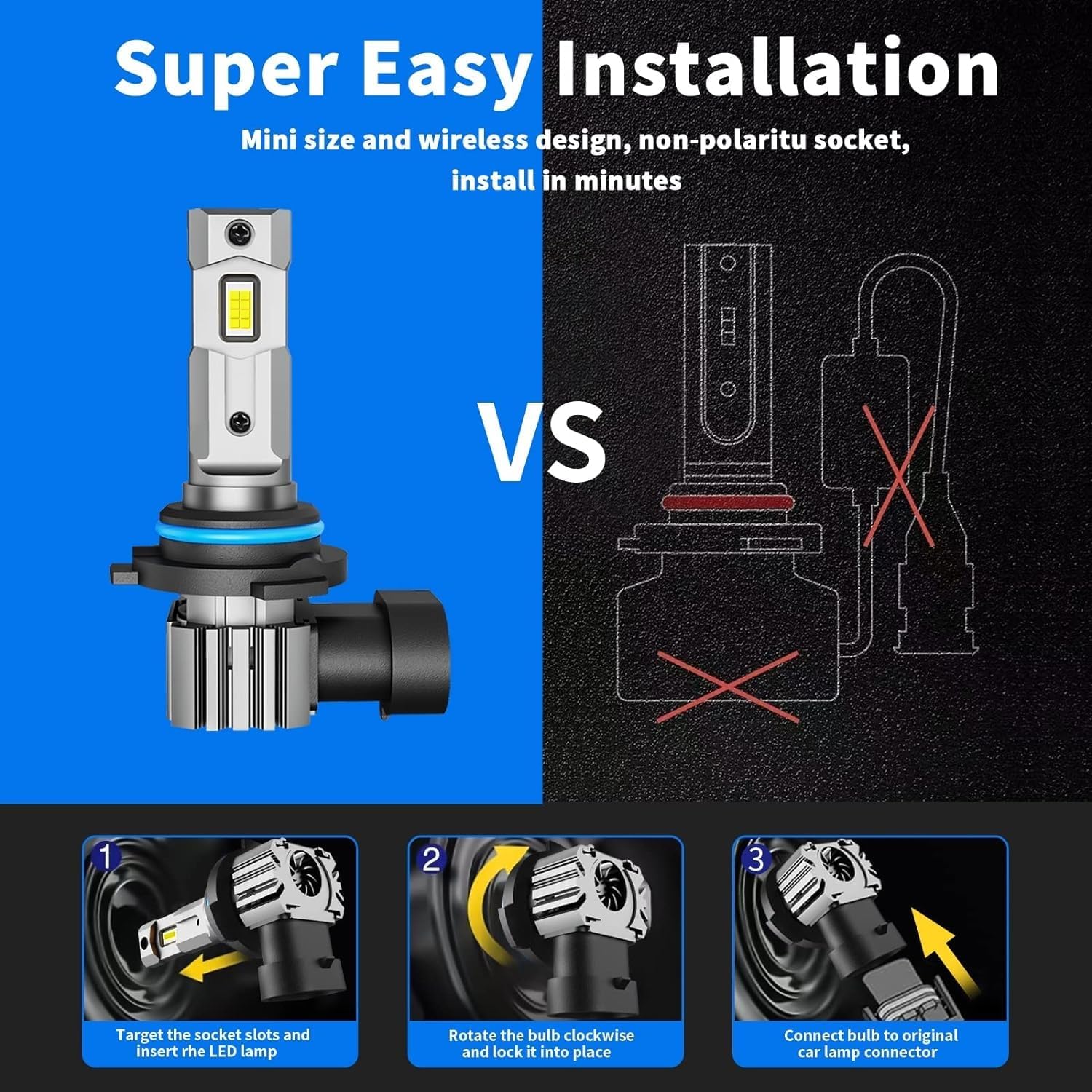 RCJ 9005 9006 LED Bulbs – 600% Brighter, 6000K Cool White, IP67, 4-Pack - Image 4