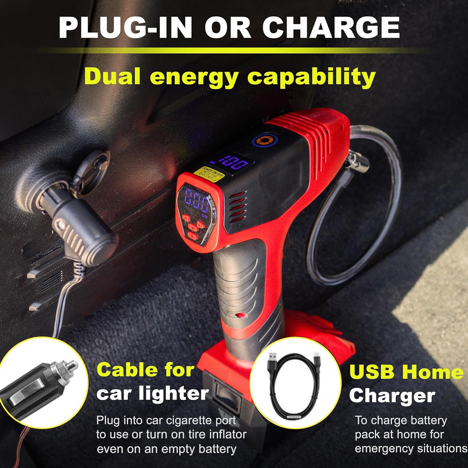 BULLSEYE PRO Portable Tire Inflator, 150 PSI, Auto Shut-Off, USB Rechargeable - Image 6