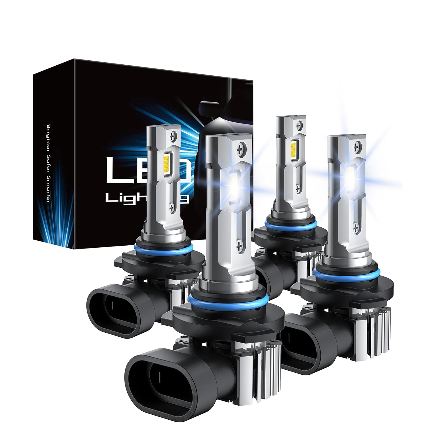 RCJ 9005 9006 LED Bulbs – 600% Brighter, 6000K Cool White, IP67, 4-Pack