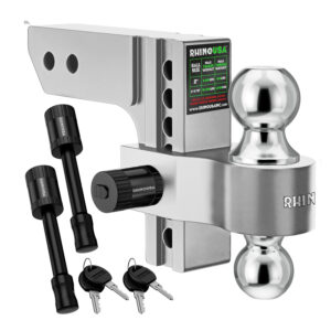 Rhino USA Adjustable Trailer Hitch for 2-Inch Receiver, 12,500 LBS, Weatherproof, Anti-Theft Lock