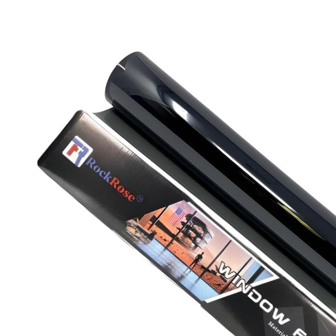 RockRose 2PLY Carbon Car Window Tint – 1% VLT, 12"x100FT, Heat & UV Blocking Film