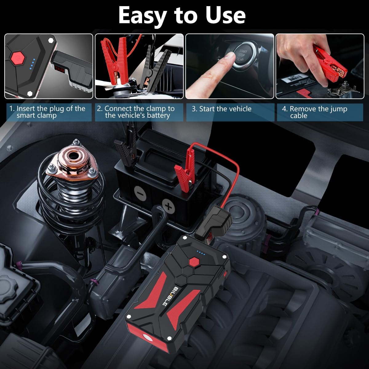 6000A Car Jump Starter, Portable Power Pack with USB for 12V Vehicles - Image 7