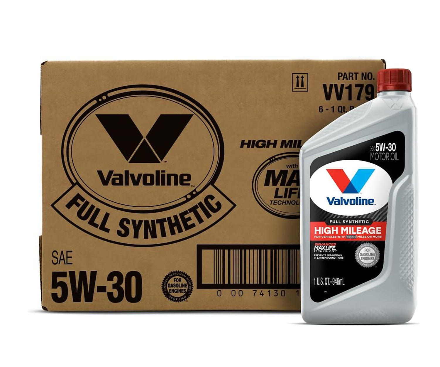 Valvoline Full Synthetic 5W-30 High Mileage Motor Oil – MaxLife Tech, 6-Pack