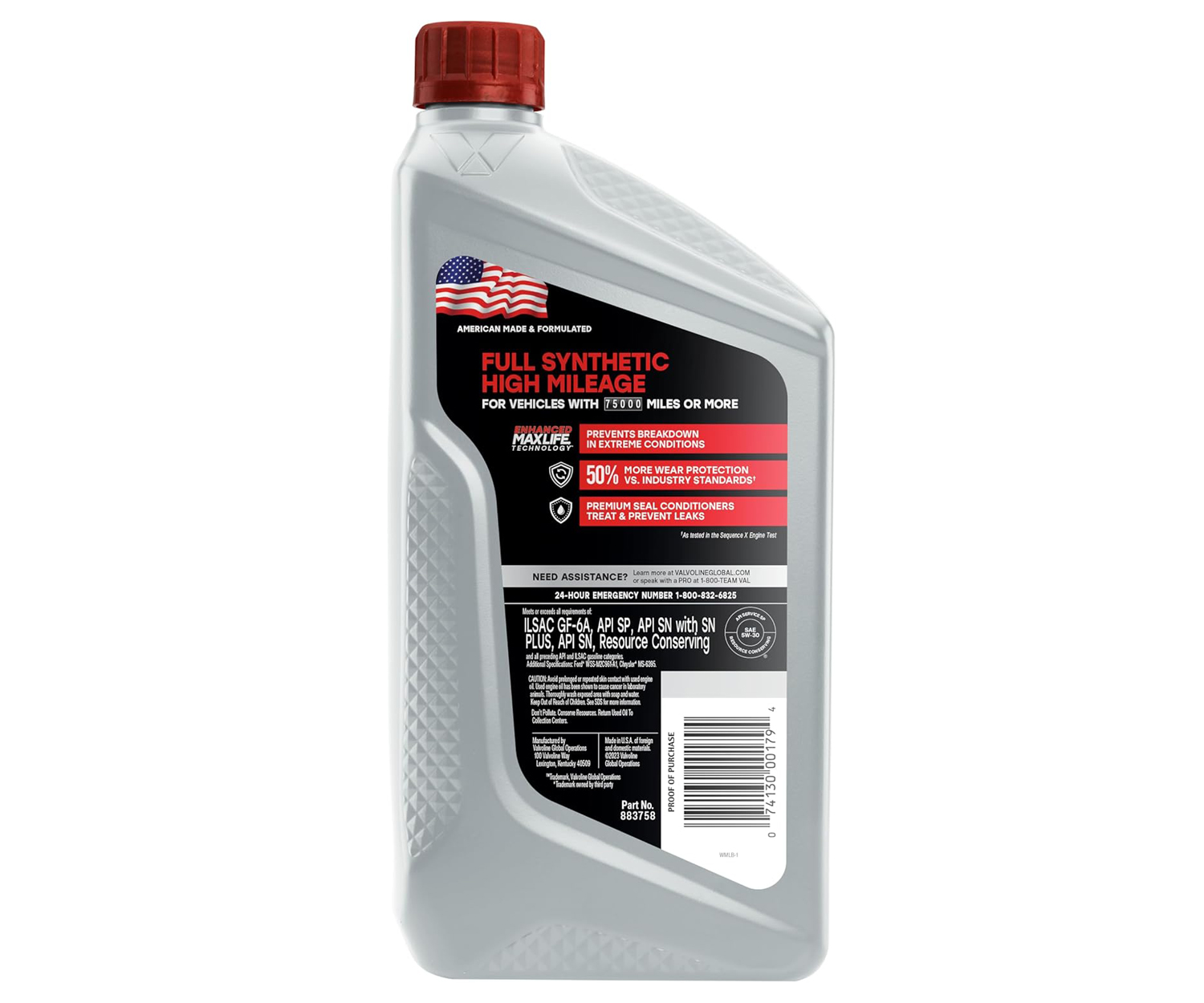 Valvoline Full Synthetic 5W-30 High Mileage Motor Oil – MaxLife Tech, 6-Pack - Image 6