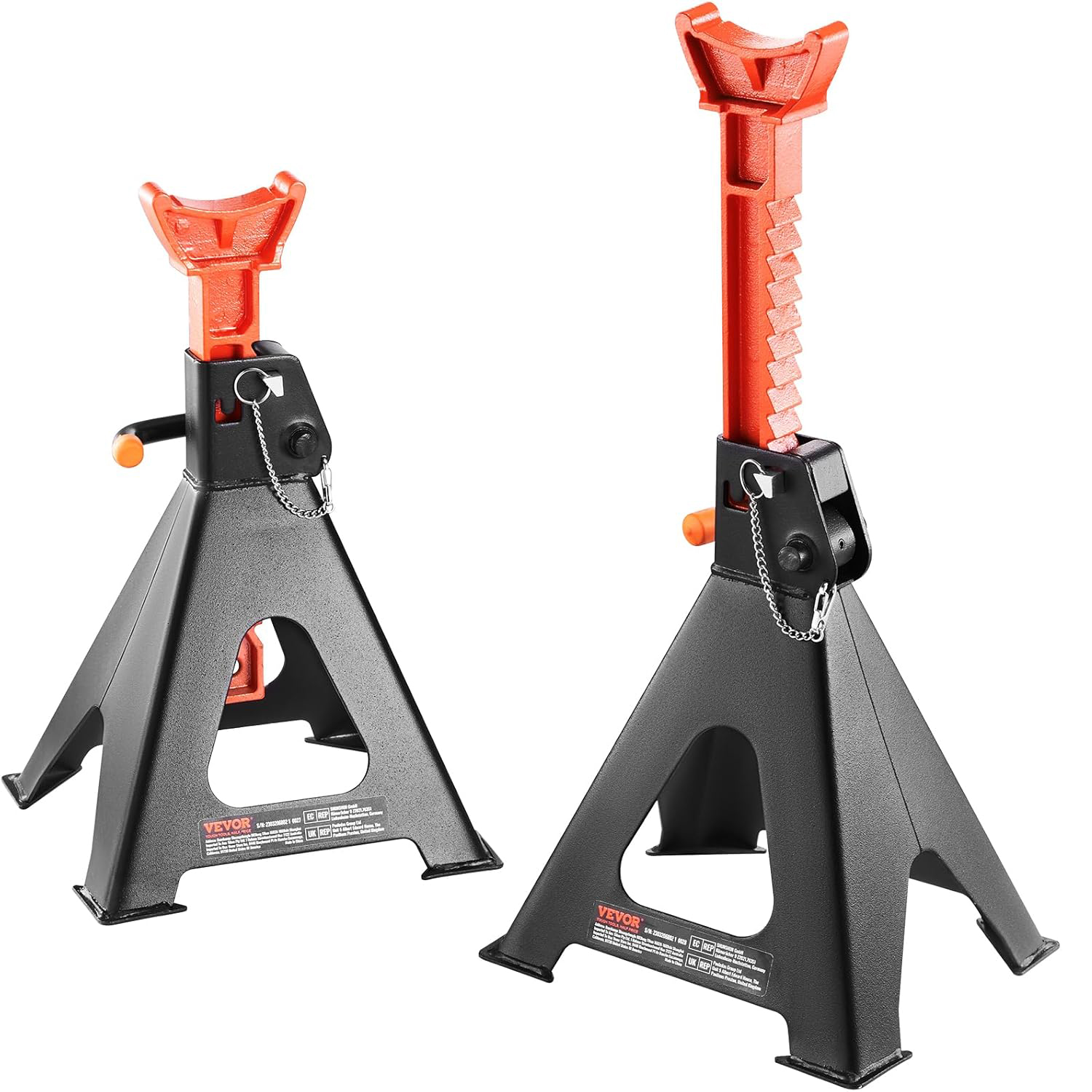 VEVOR 6-Ton Jack Stands, Heavy-Duty Double Locking, Adjustable 14.2"-23", Red