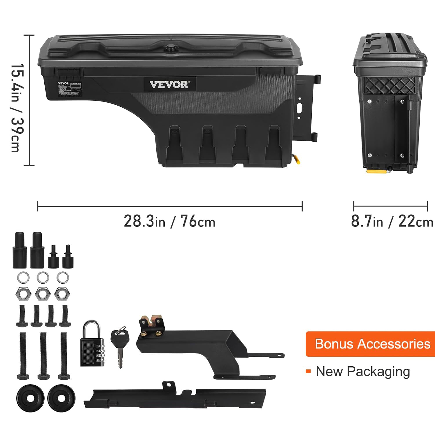VEVOR Truck Bed Storage Box, Lockable & Waterproof, 6.6 Gal Tool Box for Ford F-150 - Image 9