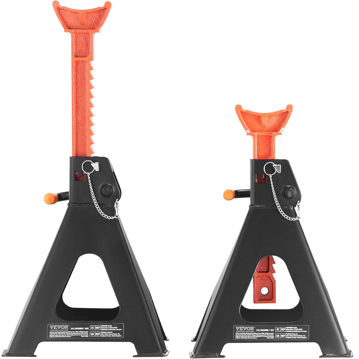 VEVOR 6-Ton Jack Stands, Heavy-Duty Double Locking, Adjustable 14.2"-23", Red - Image 9
