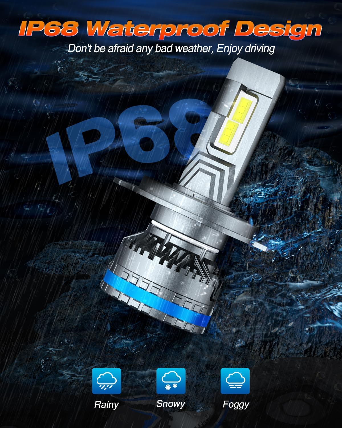 FAHREN H4/9003 LED Bulbs – 120W 40,000LM 6500K Cool White, IP68 Waterproof - Image 7